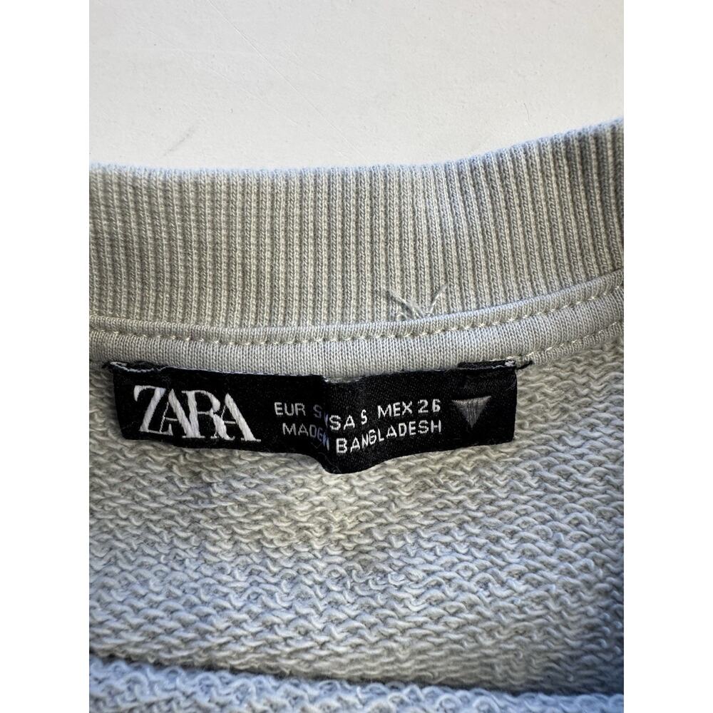 Zara Ribbed Elastic Cinched Waist Gray Long Sleeve Sweatshirt Size Smalla - Picture 2 of 4